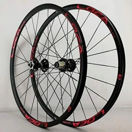 SHKJ Spares Mountain Bike Wheelset 26 / 27.5'' MTB Disc Brake Wheels Double Wall Alloy Rim Quick Release Hub 24H 8 / 9 / 10 / 11 / 12 Speed Cassette (Color : Black Red, Size : 26inch)