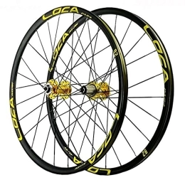 SHKJ Mountain Bike Wheel Mountain Bike Wheelset 26 / 27.5'' MTB Disc Brake Wheels Double Wall Alloy Rim Quick Release Hub 24H 8 / 9 / 10 / 11 / 12 Speed Cassette (Color : Gold, Size : 26inch)