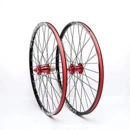 Generic Mountain Bike Wheel Mountain Bike Wheelset 26 / 27.5" MTB Rim Disc Brake Bicycle Wheels QR 32H Quick Release Hub For 8 / 9 / 10 / 11 Speed Cassette 1850g (Color : Purple, Size : 26'') (Red 27.5)