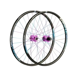 MirOdo Mountain Bike Wheel Mountain Bike Wheelset 26" Alu Alloy Dual-Layer Rim 120 Rings 28 Holes Front 2 Rear 4 Bearings Disc Brake Hubs Quick Release Wheels Set Support 7-12 Speed Cassette (Color : Purple, Size : 26")