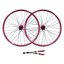 SHBH Mountain Bike Wheel Mountain Bike Wheelset 26" Bicycle Rim Disc Brake MTB Wheels Quick Release 32H QR Hub for 7 / 8 / 9 Speed Cassette 2359g (Color : Red, Size : 26 in)