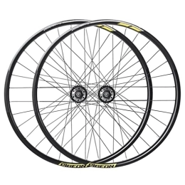 HSQMA Spares Mountain Bike Wheelset 26'' Disc Brake MTB Rim Quick Release Front Rear Wheel Set Bicycle Wheels 32H Hub For 7 / 8 Speed Rotary Flywheel (Color : Yellow)