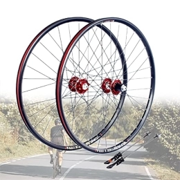 Asiacreate Spares Mountain Bike Wheelset 26'' Disc Brake MTB Wheels Quick Release Sealed Bearing Hub Rim 7 8 9 10 Speed Cassette Bicycle Wheel (Color : Red, Size : 26'')