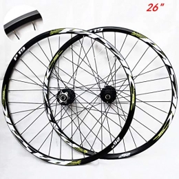 Mountain Bike Wheelset 26 Inch Aluminum Alloy Front Rear Set Rims Disc For Road Bicycle Wheel Quick Release 32 Hole Compatible 7/8/9/10/11 Speed Fly Wheels (Color : Green)