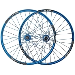 KANGXYSQ Spares Mountain Bike Wheelset 26 Inch Ball Bearing Schrader Valve 32 Spokes 7 / 8 / 9 Speed Flywheel Aluminum Alloy (Color : Blue)