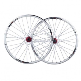 CHICTI Spares Mountain Bike Wheelset 26 Inch Double Wall Aluminum Alloy Disc / V-Brake Cycling Bicycle Wheels Quick Release Front And Rear For 7 / 8 / 9 / 10 Speed Freewheel (Color : White, Size : 26inch)