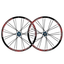 SHKJ Spares Mountain Bike Wheelset 26 Inch Double Walled Alu Rim MTB Disc Brake Wheels Front Rear QR Bicycle Wheelset Cassette Hub 7 / 8 / 9 Speed (Color : Black Blue)
