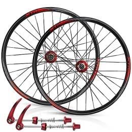 HSQMA Mountain Bike Wheel Mountain Bike Wheelset 26 Inch MTB Disc Brake Wheels QR Bicycle Wheel Rim Sealed Bearing Hub For 7 / 8 / 9 / 10 / 11 Speed Cassette (Size : 26inch red)