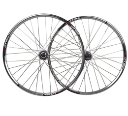 SHKJ Spares Mountain Bike Wheelset 26 Inch MTB Rim Disc Brakes Bicycle Front Rear Wheel Set 32H Flat Spokes Wheels QR Hub, for 7 / 8 / 9 / 10 Cassette (Color : 26" Silver)