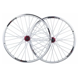 KANGXYSQ Spares Mountain Bike Wheelset 26Inch Aluminum Alloy Rim 32H Disc / V Brake MTB Wheelset Quick Release Front Rear Wheels Fit 7 8 9 10 Speed (Color : White)