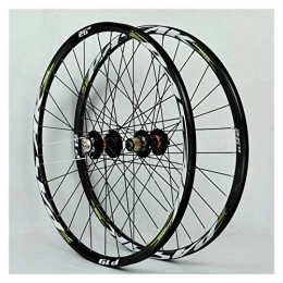 CHICTI Spares Mountain Bike Wheelset 27.5 Bicycle Wheel Double Wall Alloy Rim Sealed Bearing MTB 7-11 Speed Cassette Hub Disc Brake QR 32H (Color : Green)