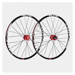 CHICTI Spares Mountain Bike Wheelset 27.5 Double Wall Alloy Rim Disc Brake Carbon Fiber Hub Quick Release 5 Palin Bearing 7 8 9 10 11 Speed 24H (Color : Red)