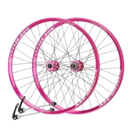 MirOdo Mountain Bike Wheel Mountain Bike Wheelset 27.5 Inch Aluminum Alloy Rim Disc Brake Quick Release Wheelset 32H Front 2 Rear 5 Bearing Hub MTB Wheelset Fit 7-11 Speed Cassette (Color : Pink, Size : 27.5")
