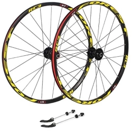 NEZIAN Spares Mountain Bike Wheelset, 27.5inch Aluminum Alloy CNC Double Wall Quick Release V-Brake Cycling Wheels Hole Disc 8 9 10 11 Speed (Color : Yellow, Size : 27.5inch)