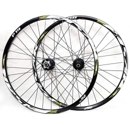 Bewinch Mountain Bike Wheel Mountain Bike Wheelset, 29 / 26 / 27.5 Inch Bicycle Wheel (Front + Rear) Double Walled Aluminum Alloy MTB Rim Fast Release Disc Brake 32H 7-11 Speed Cassette, Green, 27.5 in