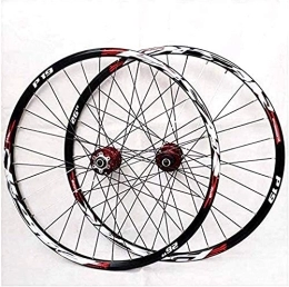 Bewinch Mountain Bike Wheel Mountain Bike Wheelset, 29 / 26 / 27.5 Inch Bicycle Wheel (Front + Rear) Double Walled Aluminum Alloy MTB Rim Fast Release Disc Brake 32H 7-11 Speed Cassette, Red, 26 in