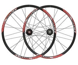 SHBH Mountain Bike Wheel Mountain Bike Wheelset Disc Brake Quick Release Wheels MTB 26" Bicycle Rim 24H QR Hub for 7 / 8 / 9 / 10 Speed Cassette 2130g (Color : Red, Size : 26'')