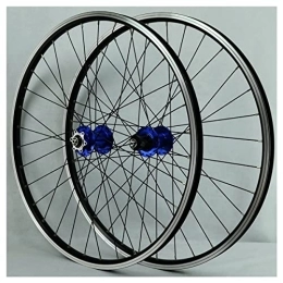 Samnuerly Mountain Bike Wheel Mountain Bike Wheelset Disc V Brake Wheel Aluminum Alloy Rim Quick Release Front Rear 32 Spokes Sealed Bearing Hub Fit 8-12 Speed Cassette (Color : Svart, Size : 26in) (Blue 27.5in)
