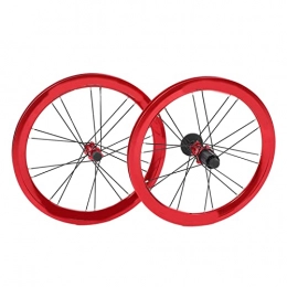 Shanrya Spares Mountain Bike Wheelset, Excellent Performance Bicycle Wheelset for Folding Bike(red)