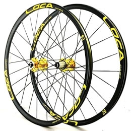 KANGXYSQ Spares Mountain Bike Wheelset MTB Bicycle Wheel Set 26 27.5 29 Inch Aluminum Alloy Rim Disc Brake 3.0MM Flat Spokes Quick Release 24H (Color : Yellow, Size : 27 INCH)