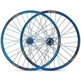 KANGXYSQ Mountain Bike Wheel Mountain Bike Wheelset MTB Bicycle Wheelset 26inch Aluminum Alloy Double Layer Disc Brakes For 7, 8, 9, 10 Speed Cassette Flywheel QR (Color : Blue)