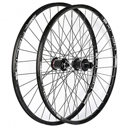 BYCDD Spares Mountain Bike Wheelset Quick Release 32 Holes Double-Walled Light-Alloy Rims Disc Brake Bicycle Wheel 7-11 Speed Cassette, Black_26 Inch