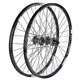 BYCDD Mountain Bike Wheel Mountain Bike Wheelset Quick Release 32 Holes Double-Walled Light-Alloy Rims Disc Brake Bicycle Wheel, Black_26 Inch