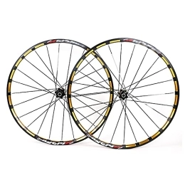 BYCDD Mountain Bike Wheel Mountain Bike Wheelset Quick Release Double-Walled Light-Alloy Rims Disc Brake Bicycle Wheel 7-11 Speed Cassette, Yellow_27.5 Inch