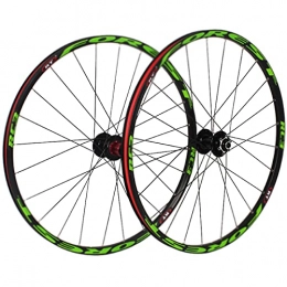 BYCDD Spares Mountain Bike Wheelset Ultra Light Double Wall MTB Rim Quick Release Disc Brake Bicycle Wheel Set 7-11 Speed Cassette, Green_26 Inch