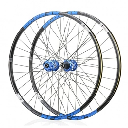 BYCDD Mountain Bike Wheel Mountain Bike Wheelsets, MTB Wheels Quick Release Disc Brakes, 24H Low-Resistant Flat Spokes Bike Wheel fit 7-11 Speed Cassette, Blue_26 Inch