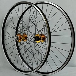 SHKJ Mountain Bike Wheel Mountain Cycling Wheels 26 / 27.5 / 29" Quick Release Disc Brake V Brake Aluminum Alloy Rim MTB Wheelset Bicycle Accessory Suitable 7 8 9 10 11 12 Speed Cassette (Color : Gold, Size : 27.5 inch)