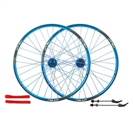 SHKJ Spares Mountain Cycling Wheels 26" Quick Release Disc Brake Bicycle Wheelse Aluminum Alloy Double Wall Rims 32H Bike Wheelset for 7 8 9 10 Speed (Color : Blue, Size : 26 inch)