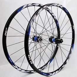 WYN Mountain Bike Wheel MTB 26 27.5 Inch Bicycle Front & Rear Wheel Disc Brake Mountain Bike Wheelset Double Wall Alloy Rim For 7-11speed Cassette Flywheel Sealed Bearing Hub QR (Color : Blue hub, Size : 27.5inch)