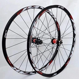 WYN Mountain Bike Wheel MTB 26 27.5 Inch Mountain Bike Wheel Disc Brake Bicycle Wheelset Double Layer Alloy Rim 7-11speed Cassette Hub Sealed Bearing QR (Color : Red Hub, Size : 26inch)