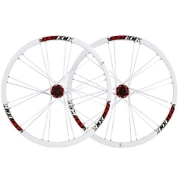 CHICTI Spares MTB 26" Bike Wheel Set Double Wall MTB Alloy Rim Quick Release Disc Brake Mountain 24 Hole Disc Brake 7 8 9 10 Speed (Color : Red)