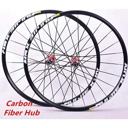 DZGN Mountain Bike Wheel MTB Bicycle Wheel 26"27.5" 29In Disc Brake Carbon Fiber Hubs Mountain Bike Rims Sealing Wheelset, Red, 26