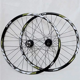 SN Mountain Bike Wheel MTB Bicycle Wheelset 26 27.5 29 In Mountain Bike Wheel Set Double Layer Alloy Rim Quick Release 7-11 Speed Cassette Hub Disc Brake (Color : Black Hub green logo, Size : 27.5IN)