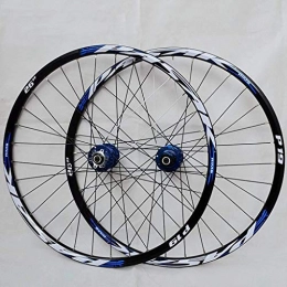 CWYP-MS Mountain Bike Wheel MTB Bicycle Wheelset 26 / 27.5 / 29 In Mountain Bike Wheel Set Double Layer Alloy Rim Quick Release 7-11 Speed Cassette Hub Disc Brake (Color : Blue Hub Blue Logo, Size : 26in)