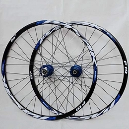 SN Mountain Bike Wheel MTB Bicycle Wheelset 26 27.5 29 In Mountain Bike Wheel Set Double Layer Alloy Rim Quick Release 7-11 Speed Cassette Hub Disc Brake (Color : Blue Hub blue logo, Size : 26IN)