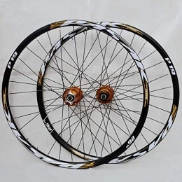 SN Mountain Bike Wheel MTB Bicycle Wheelset 26 27.5 29 In Mountain Bike Wheel Set Double Layer Alloy Rim Quick Release 7-11 Speed Cassette Hub Disc Brake (Color : Gold Hub gold logo, Size : 29IN)