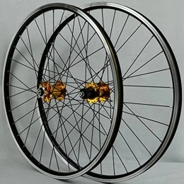 SHBH Mountain Bike Wheel MTB Bicycle Wheelset 26" 27.5" 29" Mountain Bike Wheels Double Layer Alloy Rim Front And Rear Wheel 2200g QR 32 Holes 6 Bolts Disc Brake Hub For 7-12 Speed Cassette (Color : Gold, Size : 26 in)