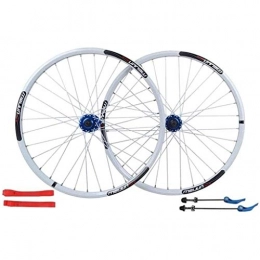 CWYP-MS Spares MTB Bicycle Wheelset 26 Inch, Double Walled Aluminum Alloy Bicycle Wheels Disc Brake Mountain Bike Wheelset Quick Release American Valve 7 / 8 / 9 / 10 Speed (Color : White)