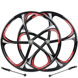SHKJ Mountain Bike Wheel MTB Bicycle Wheelset, 26 inch Mountain Bike Wheelsets Rim with QR, 6-10 Speed Wheel Hubs Disc Brake, Double Wall Rims MTB Wheelset (Color : Black, Size : 26 inch)