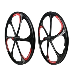 ITOSUI Spares MTB Bike Wheel Set 26 Inch 6 Spoke Bicycle Front Rear Rim Wheel Mountain Bike Wheelset White Disc Brake For 7 8 9 10 Speed Cassette (Color : Black)