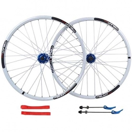LIMQ Spares MTB Bike Wheel Set 26 Inch Disc Brake Cycling Double Wall Alloy Wheel QR For Cassette Lift Bike 7-10 Speed 32H, White