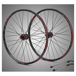 WCS Spares MTB Bike Wheels 27.5 Inch Bicycle Wheelset Carbon Fiber Hub and Aluminum Alloy Rim Set Bike Double Wall Rim 8-11 Speed Racing Bike Accessories (Color : Black red, Size : 27.5 inch)