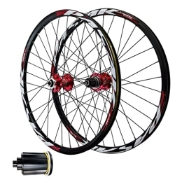 DYSY Mountain Bike Wheel MTB Bike Wheelset 24 Inch 26 27.5 29 Inch Double Wall Aluminum Alloy Hybrid / Mountain Bicycle Rim Disc Brake 2250g for 7-12 Speed (Color : Red, Size : 29 inch)