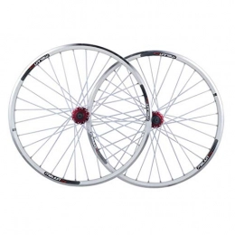 HWL Spares MTB Bike Wheelset 26 Inch, Double Wall Aluminum Alloy Bicycle Rim V-Brake / Disc Brake Quick Release 32 Hole 7 8 9 10 Speed Disc (Color : White)