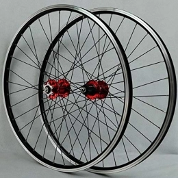 KANGXYSQ Spares MTB Bike Wheelset 26 Inch Ultralight Mountain Bicycle Rims Front 2 Rear 4 V Brake Disc Brake Double Layer Alloy Wheel 7 8 9 10 11 Speed (Color : Red Hub)
