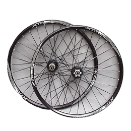 QHY Mountain Bike Wheel MTB Bike Wheelset Front Rear Wheel Aluminum Hub Brake V For 8 / 9 / 10 / 11 Speed Freewheel Rim 32H Disc Brake MTB Wheelset, Quick Release Front Rear Wheels Black Bike Wheels